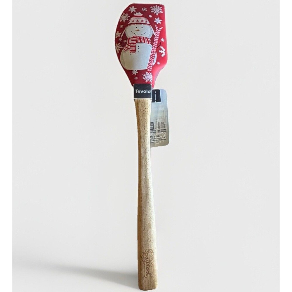Sur la Table Tovolo Snowman Silicone Spatula Scraper Red‎ Wood Handle 13”